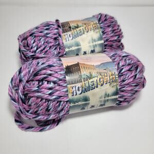 2 Skeins Elmore City Dance Yarn by Lion Brand - Jacksonville Taffy Purple